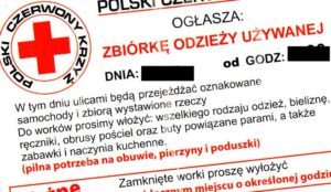 Podejrzane zbiórki odzieży na terenie Płocka. Podszywają się pod PCK
