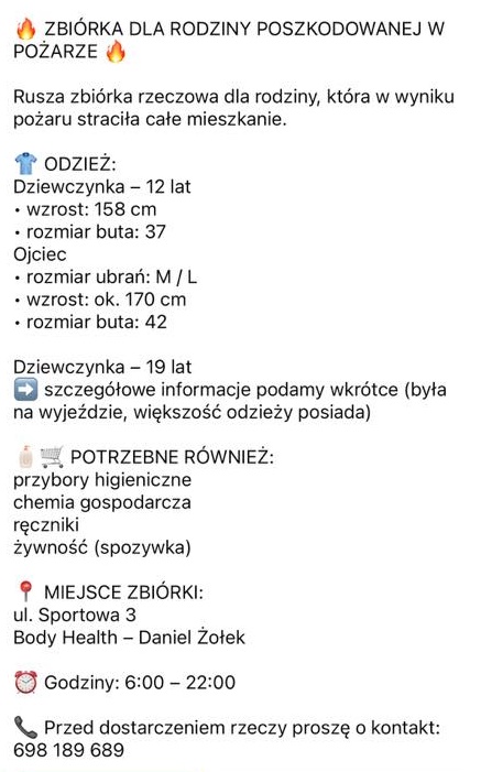 Niebywałą rzecz zrobili Płocczanie po pożarze mieszkania przy ul. 3 Maja. Wystarczył jeden wpis!