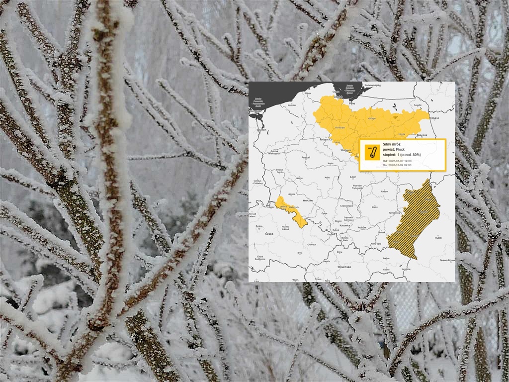 Słupki rtęci spadną do – 16 stopni Celcjusza. Wydano ostrzeżenie dla Płocka i powiatu płockiego