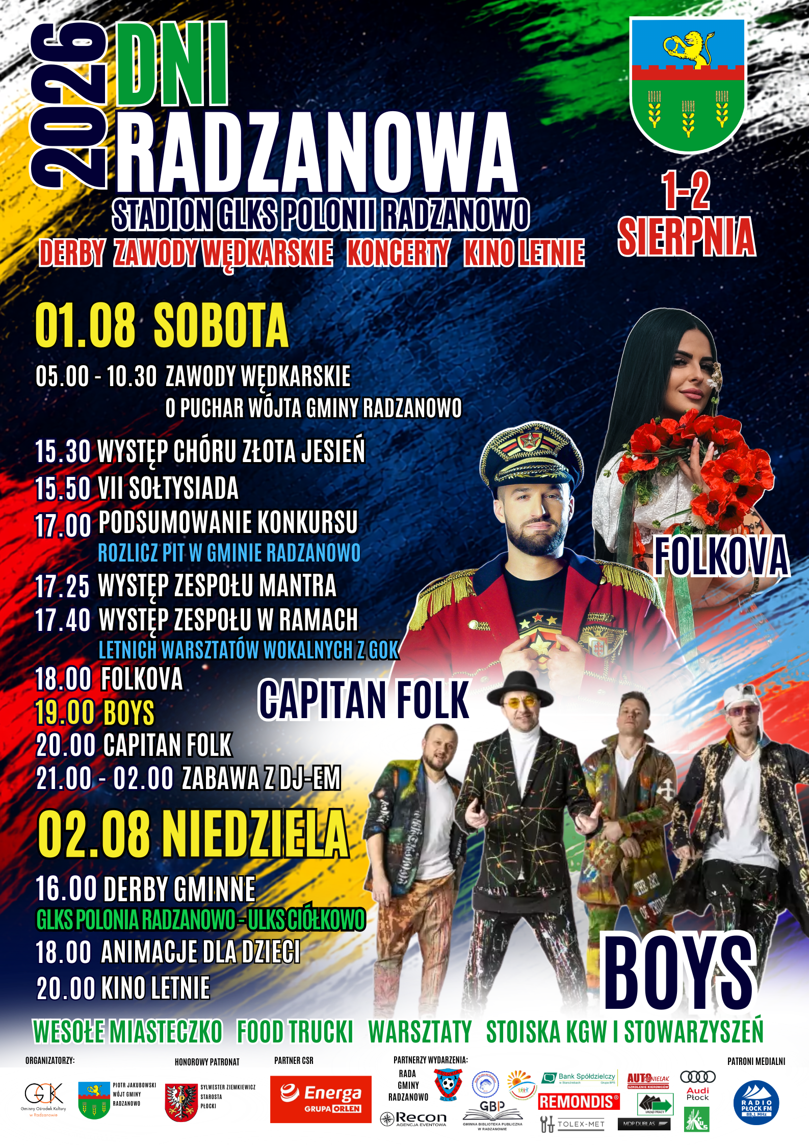 Zapowiadają się dwa dni wypełnione rozrywką po brzegi. Długa lista atrakcji, a wśród nich koncert gwiazdy. Radzanowo zaprasza!