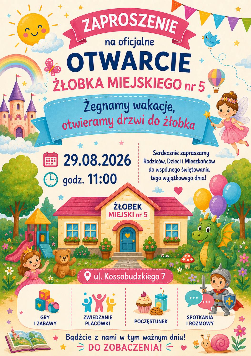 Pożegnanie wakacji przywitanie żłobka. Płocki ratusz zaprasza na otwarcie nowej placówki