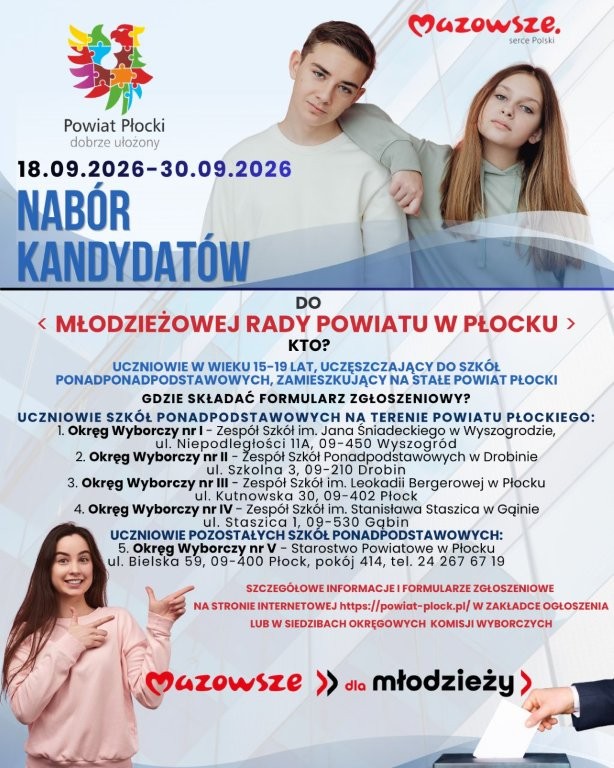 Pierwszy krok do politycznej kariery? Trwa nabór do Młodzieżowej Rady Powiatu Płockiego